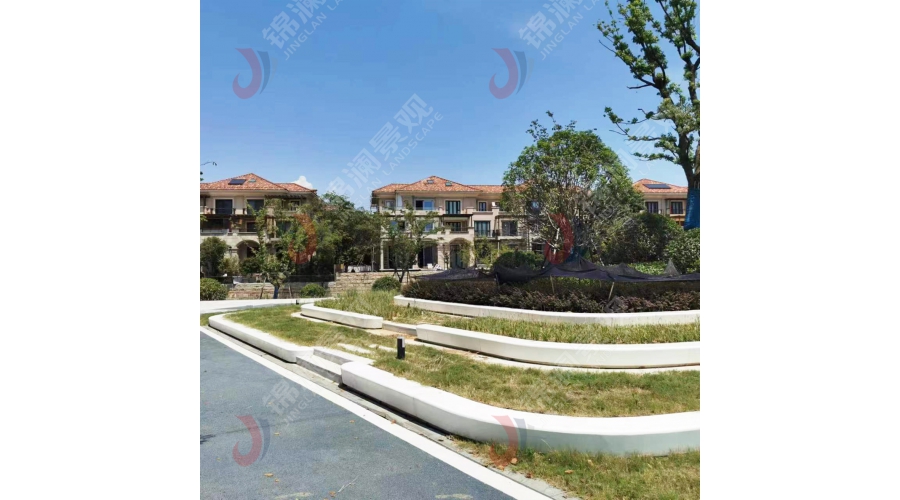 石英石樹池坐凳 草階景觀